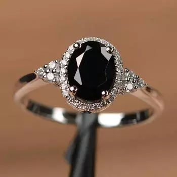 1 шт. серебристый цвет овальной огранки черный камень CZ коготь кольца обручальное кольцо ювелирные изделия подарки на день Святого Валентина 5 чёрный