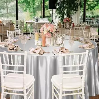 1 шт. Серебряная атласная скатерть, прямоугольная шелковая гладкая ткань, скатерть для рождественского ужина, свадьбы, банкета, украшения стола 145x100cmX1Pcs серебряный