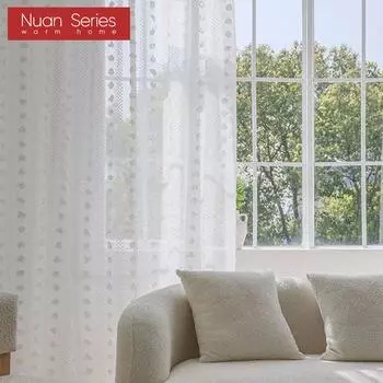 1 шт. серия Nuan, 10-30% затемняющий романтический свет, роскошный белый трехмерный плюшевый шар, прозрачная занавеска для гостиной, спальни, домашний декор W100cm x L130cm белый