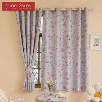 1 шт. серия Nuan 70-80% мультяшный узор с рисунком цветущей вишни, напечатанные шторы для спальни, гостиной, домашнего декора W100cm x L200cm розовый