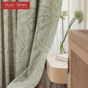 1 шт. серия Nuan 70-80% светлая роскошная французская нежная напечатанная штора с легким затемнением для спальни, гостиной, домашнего декора W100cm x L130cm зелёный