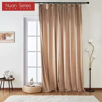 1 шт. серия Nuan, 70-80% светоблокирующие мягкие шторы в минималистском стиле с однотонной отделкой для спальни, гостиной, домашнего декора W100cm x L130cm синий