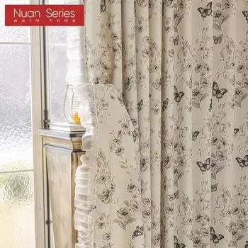 1 шт. серия Nuan 70-80% затемнение французский романтический ретро бабочка секретное царство напечатанные оборки шторы для спальни гостиная домашний декор W100cm x L130cm серый