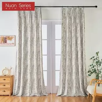 1 шт. серия Nuan, 70-80% затемняющие шторы в американском пасторальном стиле, современные занавески с принтом в виде листьев для спальни, гостиной, домашнего декора W100cm x L130cm серый