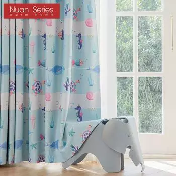 1 шт. серия Nuan 70-80% затемняющие шторы с рисунком животных, нарисованные вручную, для детской спальни, гостиной, домашнего декора W100cm x L130cm синий