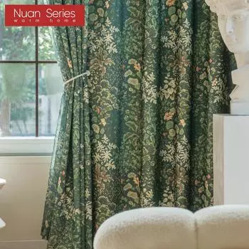 1 шт. серия Nuan 70-80% зеленые затемняющие шторы лесная серия с принтом листьев узор оконные шторы для гостиной спальни домашний декор W100cm x L130cm зелёный