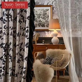 1 шт. серия Nuan 70% затемнение французский ретро камелия принт листья лотоса кромка шторы для спальни гостиная домашний декор 100x200cm