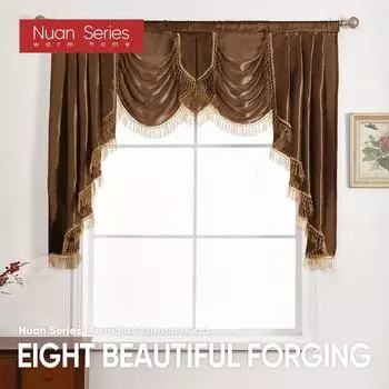 1 шт. серия Nuan, экзотическая высококачественная занавеска с кисточками и каймой, короткая карнизная занавеска с карманом для гостиной, домашний декор 1B-W104 x L125cm зелёный