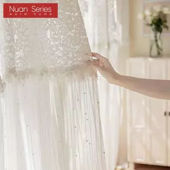 1 шт. серия Nuan Ins стиль французский ретро романтический полупрозрачный пэчворк шифоновая штора для гостиной спальни домашний декор W100 x L200cm белый