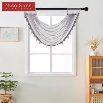 1 шт. серия Nuan, классическая универсальная европейская однотонная занавеска с кружевной кромкой для декора маленького окна 70x42 см W70cm x L42cm белый