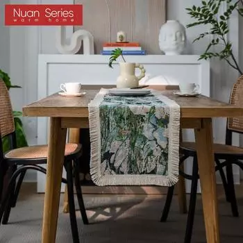 1 шт. серия Nuan, модный художественный печатный настольный флаг с кисточкой по краю, мягкая дорожка для обеденного стола, декор для кухни, домашнего стола, домашний декор 30cm x 120cm
