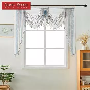 1 шт. серия Nuan, однотонная универсальная кружевная кисточка, занавеска для кухни, спальни, гостиной, украшения окна W155cm x L125cm