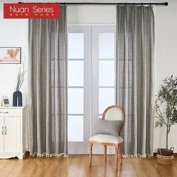 1 шт. серия Nuan простая и универсальная серая кисточка с краем, полузатемняющая штора для небольших окон, балкона, спальни и гостиной, домашний декор W150cm x L60cm серый