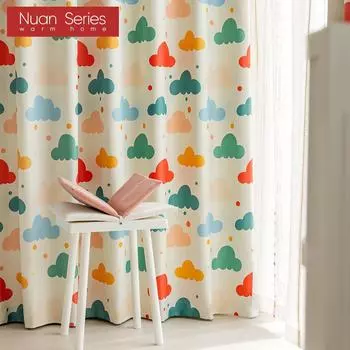 1 шт., серия Nuan, радужное облако, детская комната, расширенная светоблокирующая занавеска с принтом и прозрачная занавеска для спальни, гостиной, домашний декор Blackout-W100cm x L130cm разноцветный