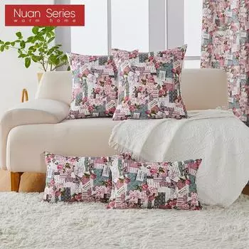 1 шт. серия Nuan ретро романтический принт наволочка хлопок лен удобная розовая наволочка для дивана-кровати гостиной спальни домашний декор 30cm x 50cm