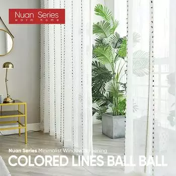 1 шт. серия Nuan, скандинавская гостиная, прозрачная жаккардовая занавеска в радужную полоску для гостиной, спальни, домашний декор W100cm x L130cm разноцветный