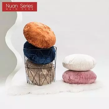 1 шт. серия Nuan, современные однотонные бархатные круглые чехлы для диванных подушек, наволочка для офиса, домашнего декора Diameter 38cm оранжевый