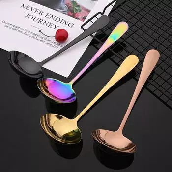 1 шт. сервировочная ложка для супа, половники для приготовления пищи, нержавеющая сталь, зеркальная полировка, круглая ложка для супа, кухонные принадлежности, инструмент для приготовления пищи серебряный