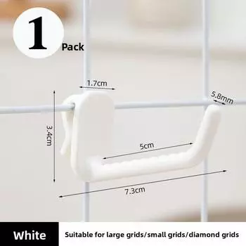 1 шт. Сетчатый пластиковый крючок без гвоздей, полка из проволочной сетки, настенный дисплей, крючок для хранения в детском саду, без пробивания отверстий 5cm wave белый