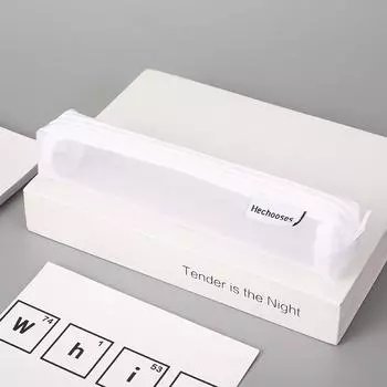 1 шт. сетчатый прозрачный пенал для хранения ручек, сумка на молнии, портативный офисный школьный инвентарь, мини-простые милые канцелярские принадлежности белый