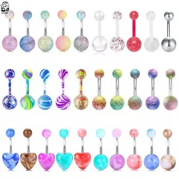 1 шт. сексуальные кольца для пупка разноцветные пирсинг живота Ombligo Oreja нержавеющая сталь акриловое сердце пирсинг пупка украшения для тела