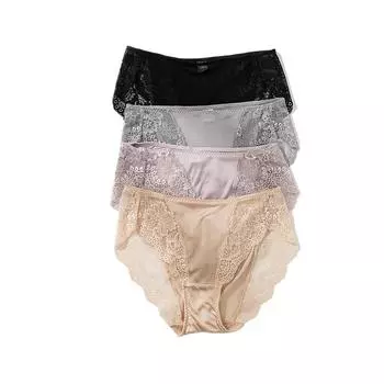 1 шт., сексуальные кружевные трусики-треугольники с низкой талией, шелковистые, гладкие и высокоэластичные шелковые трусы для домашнего белья S серый