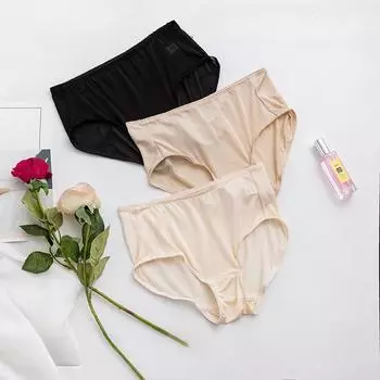 1 шт., сексуальные кружевные трусики-треугольники с низкой талией, шелковистые, гладкие и высокоэластичные шелковые трусы для домашнего белья M серый