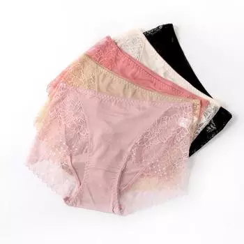 1 шт., сексуальные кружевные трусики-треугольники с низкой талией, шелковистые, гладкие и высокоэластичные шелковые трусы для домашнего белья M чёрный