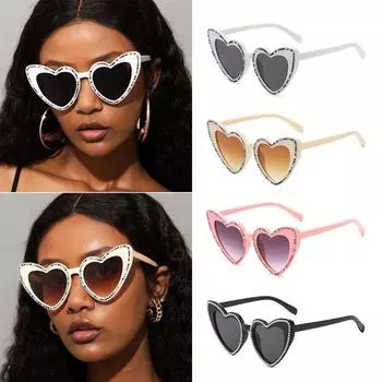 1 шт. Сексуальные солнцезащитные очки в форме сердца с бриллиантами, винтажные блестящие солнцезащитные очки в форме сердца, ретро-очки UV400 для путешествий, костюмы на Хэллоуин, вечеринка