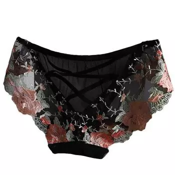 1 шт. сексуальные трусы нижнее белье вышитые цветочные трусы нижнее белье трусики кружева сетка женщины прозрачные M