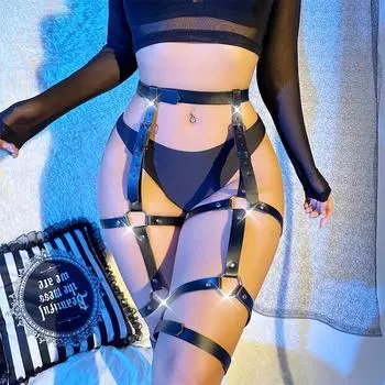 1 шт., сексуальные женские ремни, сексуальные ремни из искусственной кожи, регулируемый декор с шипами, бондаж, подвязки, бондаж, нижнее белье Ajustable