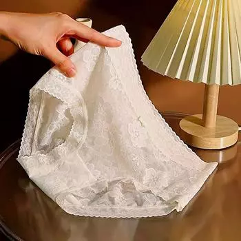 1 шт., сексуальные женские трусики с бантом и средней талией, кружевные модные трусики с цветочным узором, удобные для кожи L