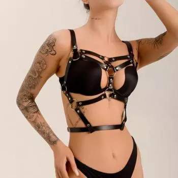 1 шт., сексуальный ремень для женщин, из искусственной кожи, с декоративными шипами, женский ремень, сексуальный пояс, бондаж, нижнее белье Ajustable чёрный