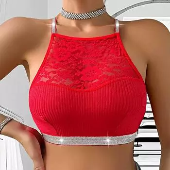 1 шт., сексуальный жилет без спинки, стильный модный бюстгальтер с кружевной серебряной лентой S