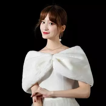 1 шт. шаль, длинное платье, свободное пальто, сохраняющее тепло, накидка, жемчужный шарф, зимний плюшевый меховой жилет