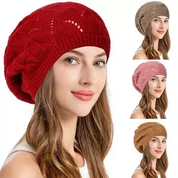 1 шт. шапка берет модная общая одежда аксессуары вязаный берет цветочные узоры