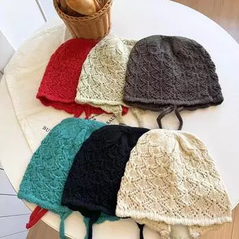 1 шт. шапка-бини с крючком и цветком в стиле ретро, элегантная, мягкая, дышащая, милая, вязаная шапка, ручная работа, крючком