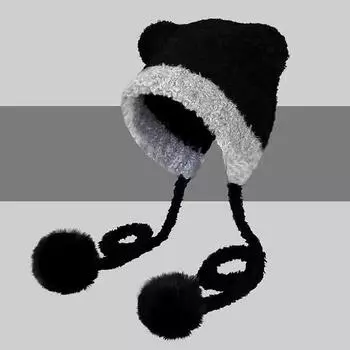 1 шт. шапка-бини в виде медведя вязаная крючком защитная шапка из теплой утолщенной шерсти