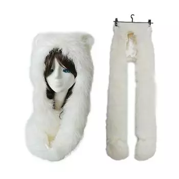 1 шт. шапка мохнатая женская универсальная искусственная кожа теплая защита ушей шарф пряный девушки панда узорчатый