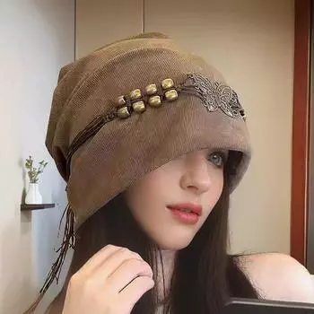 1 шт. шапка универсальная тай-дай ретро стиль дышащая ниша кисточки бабочка аксессуары бусины шнур коричневый