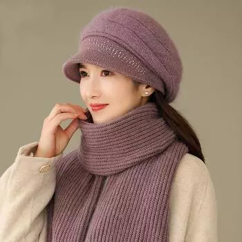 1 шт. Шапка вязаная шапка с утиным язычком для женщин, шапка из искусственной кроличьей шерсти для пожилых матерей среднего возраста one size