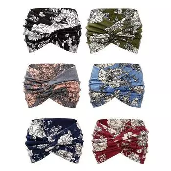 1 шт. шарф для волос насыщенные цвета с узором индивидуальный спортивный на открытом воздухе европейский стиль широкий перекрещивающийся ободок