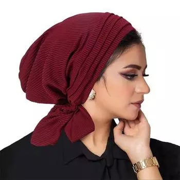 1 шт. шарф хиджаб химиотерапия капот шляпа от выпадения волос мусульманский тюрбан женский головной убор плиссированный исламский белый