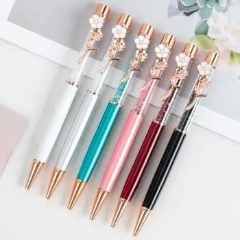 1 шт. шариковая ручка Lytwtw s Flow Oil Flower Wedding Metal Copper Quicksand Pen Office School Канцелярские принадлежности Rose Gold Gift красный