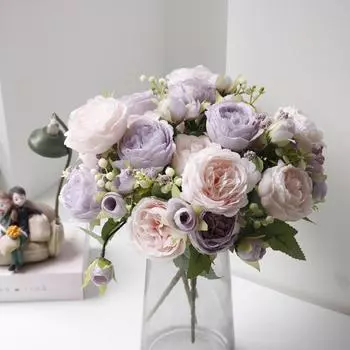 1 шт. Шелковый пион, искусственный цветок розы, красивый букет цветов, свадебное украшение для дома, искусственный цветок для декора стола, искусственная шелковая цветочная композиция белый