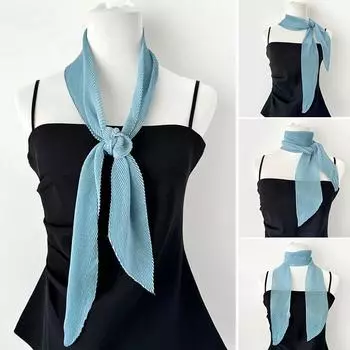 1 шт. шелковый темперамент длинный полосатый шарф в западном стиле универсальный полосатый раздавленный морщинистый сплошной цвет королевский синий