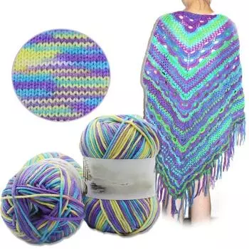 1 шт. шерстяная пряжа DIY ручная антипиллинговая противоусадочная пряжа радужного цвета для ручного вязания 9