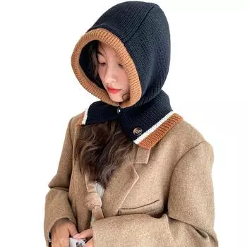 1 шт. шерстяная шапка с цветными пуговицами шерстяная цельная шапка защита шеи шарф головной убор теплый