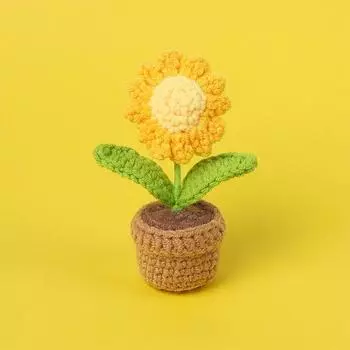 1 шт. шерстяной вязаный крючком тюльпан маргаритка готовый ручной вязаный подсолнух свадебный подарок для гостей горшечный ручной работы цветок декор стола