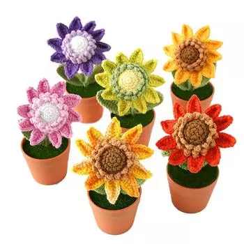 1 шт. шерстяные милые вязаные крючком цветы праздничные подарки подвеска нежный подсолнух крючок плетеное растение в горшке